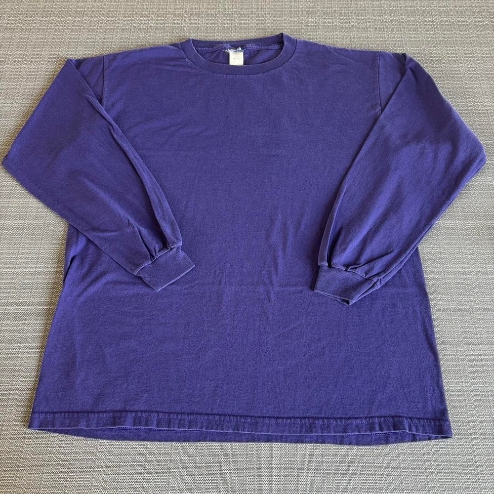 90s Blank Purple Cotton Long Sleeve T-Shirt